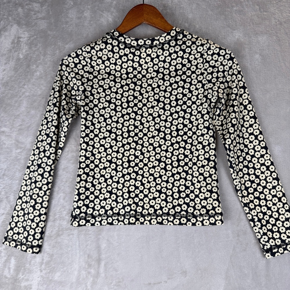 Hanna Andersson Girls Black White Daisy Floral Rash Guard Swim Top Size 12 150cm